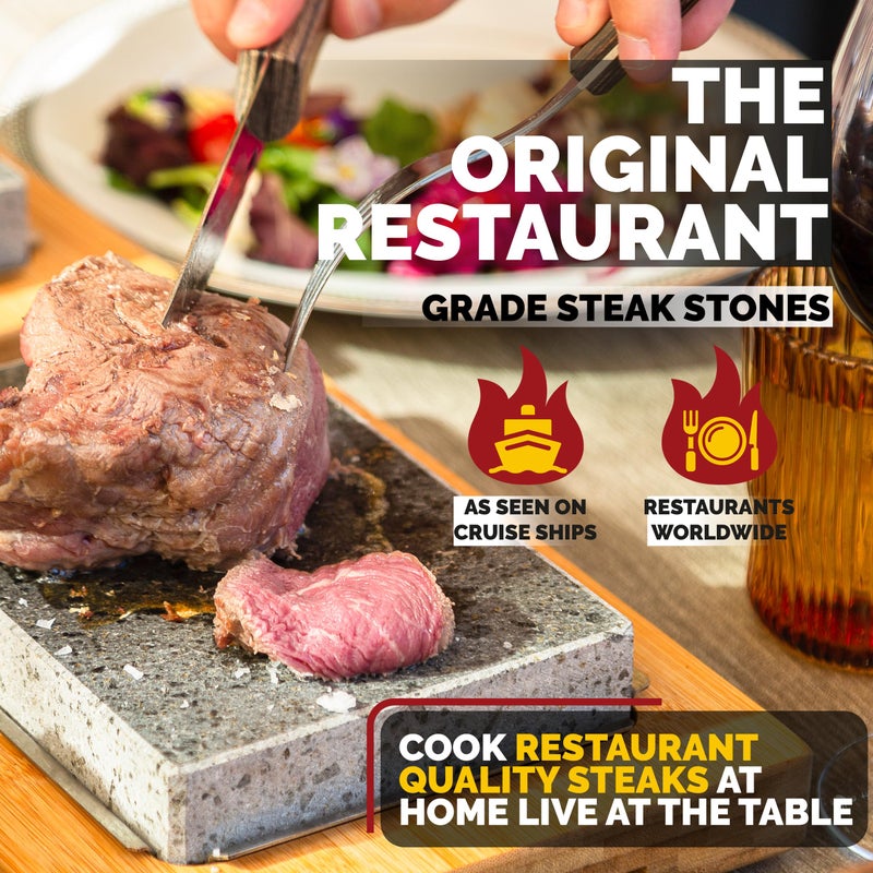 Black Rock Grill Restaurant-Grade Hot Stone Set - Extra-Thick Lava Stone for Superior Sizzling Steak Cooking. - Image 2